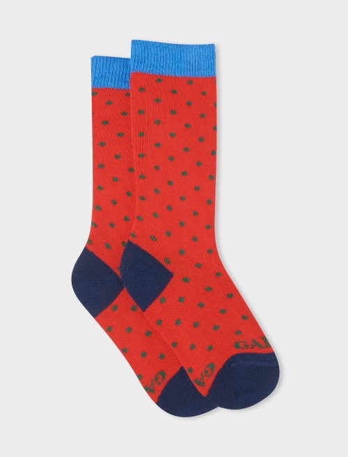 Kids' long red cotton socks with polka dots - Long | Gallo 1927 - Official Online Shop