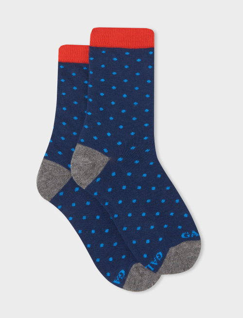 Kids' short royal cotton socks with polka dots - Kid | Gallo 1927 - Official Online Shop