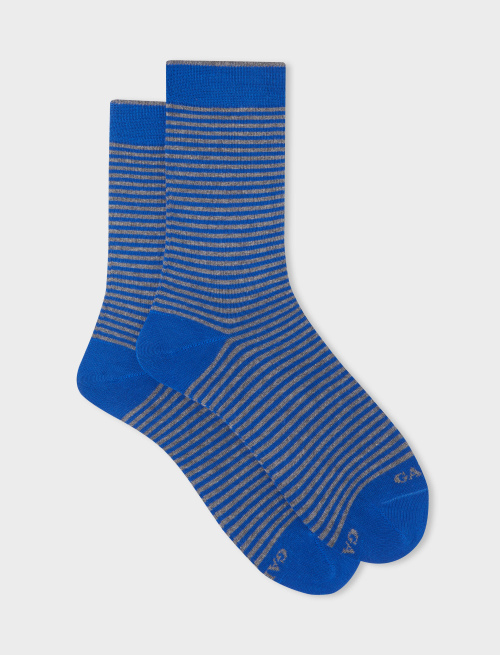Men's short dark blue cotton socks with Windsor stripes - Windsor | Gallo 1927 - Official Online Shop