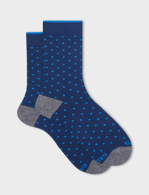 Men's short royal cotton socks with polka dots - Short | Gallo 1927 - Official Online Shop