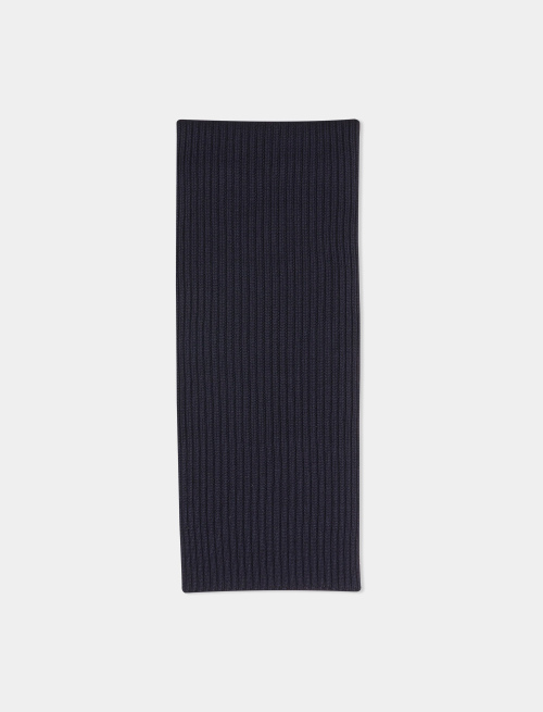Unisex plain blue scarf in wool, silk and cashmere | Gallo 1927 - Official Online Shop