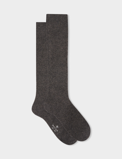 Women's long plain charcoal grey cashmere socks | Gallo 1927 - Official Online Shop