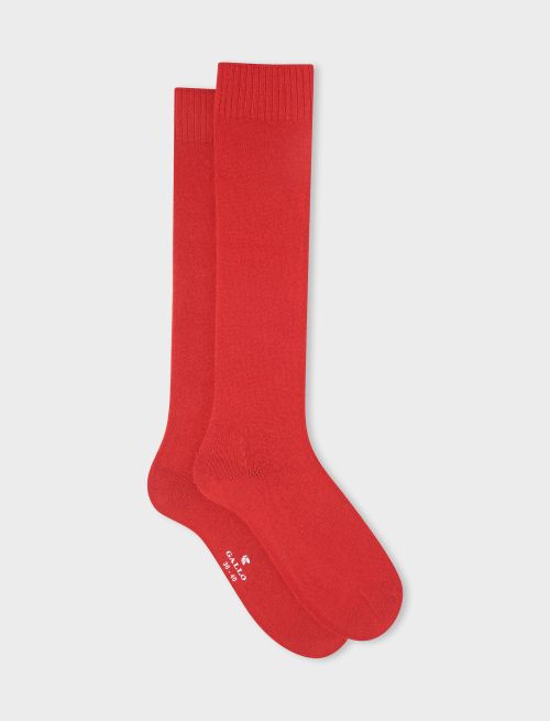 Women's long plain brick red cashmere socks | Gallo 1927 - Official Online Shop