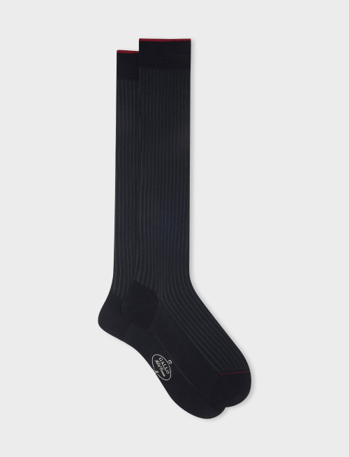 Men's long black/smoke plated cotton socks - Vanisè | Gallo 1927 - Official Online Shop