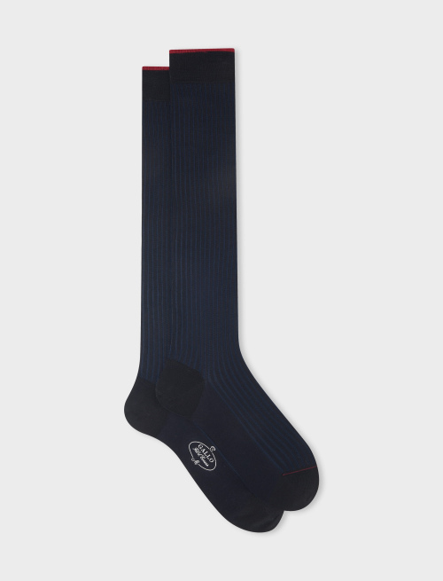 Men's long black/ocean blue plated cotton socks - Vanisè | Gallo 1927 - Official Online Shop