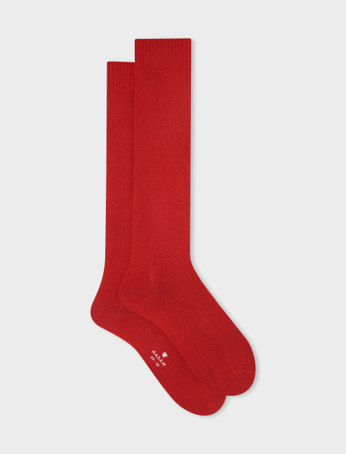 Men's long plain brick red cashmere socks | Gallo 1927 - Official Online Shop