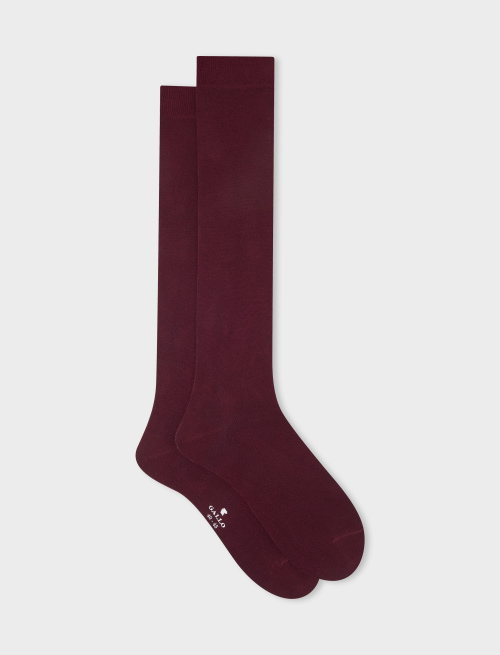 Men's long plain burgundy cotton socks - Socks | Gallo 1927 - Official Online Shop