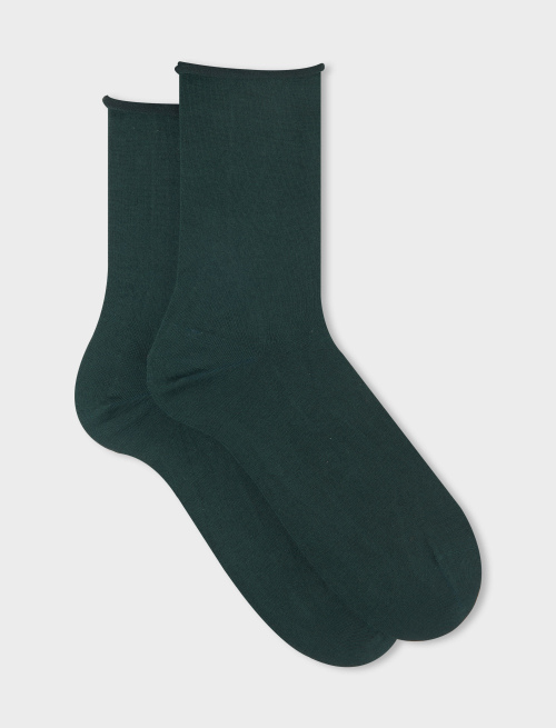 Women's short plain bottle-coloured cotton socks - Woman | Gallo 1927 - Official Online Shop