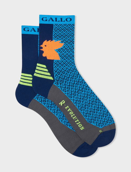 Men's short technical turquoise socks with small triangles - Athleisure | Gallo 1927 - Official Online Shop