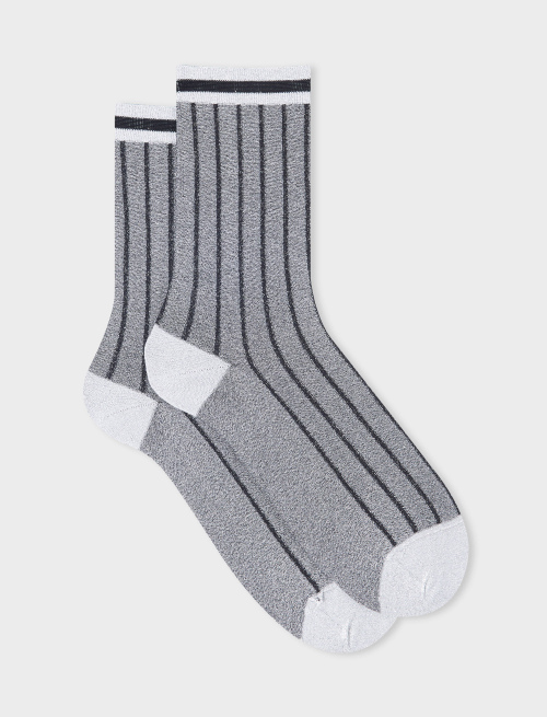 Women's short black socks in spaced twin-rib polyamide with lurex - Twin rib | Gallo 1927 - Official Online Shop