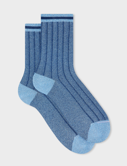 Women's short powder socks in spaced twin-rib polyamide with lurex - Twin rib | Gallo 1927 - Official Online Shop