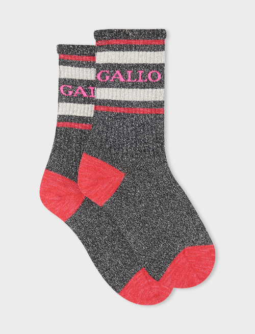 Kids' short black cotton and lurex socks with Gallo writing - Socks | Gallo 1927 - Official Online Shop