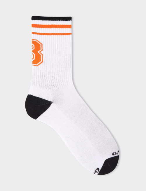 Unisex short sock in plain white cotton terry cloth with letter B. Individually sold. - Urban Touch | Gallo 1927 - Official Online Shop