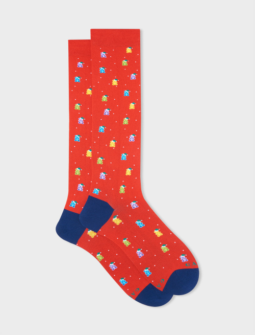 Men's long poppy cotton socks with gummy bear motif - Socks | Gallo 1927 - Official Online Shop