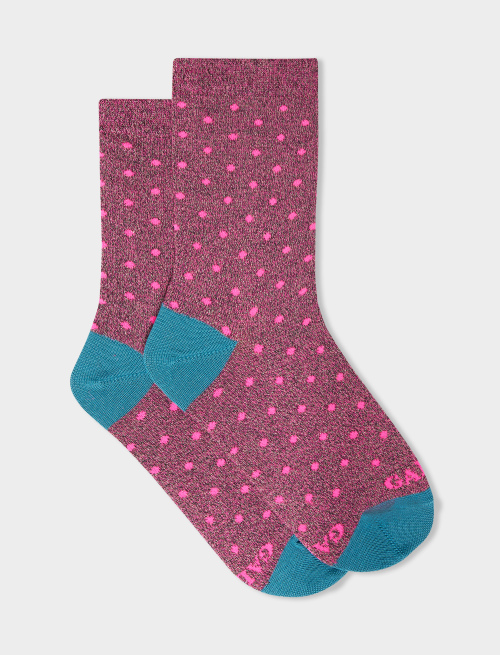 Kids' short incantesimo cotton and lurex socks with polka dots - Socks | Gallo 1927 - Official Online Shop