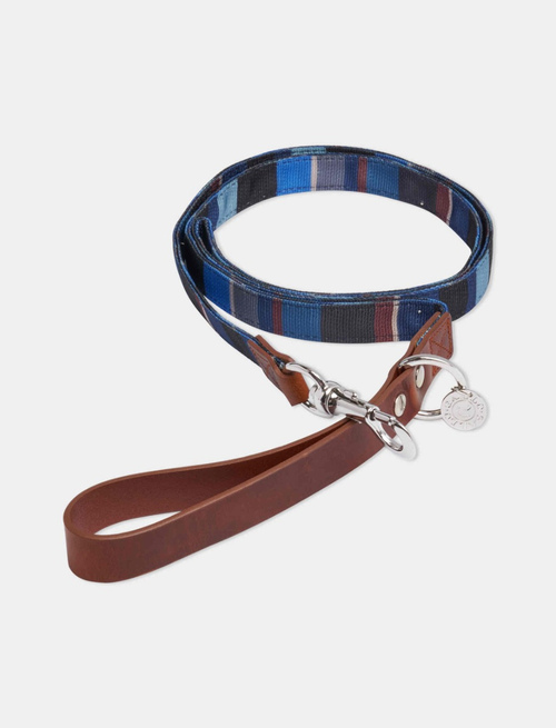 Blue/sand polyester dog leash with multicoloured stripes - Matchy Lifestyle | Gallo 1927 - Official Online Shop