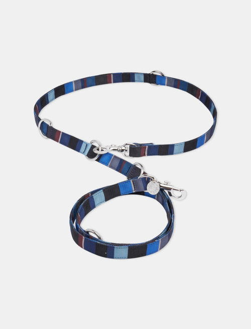 Long blue/sand polyester dog leash with multicoloured stripes - Love Dogs | Gallo 1927 - Official Online Shop