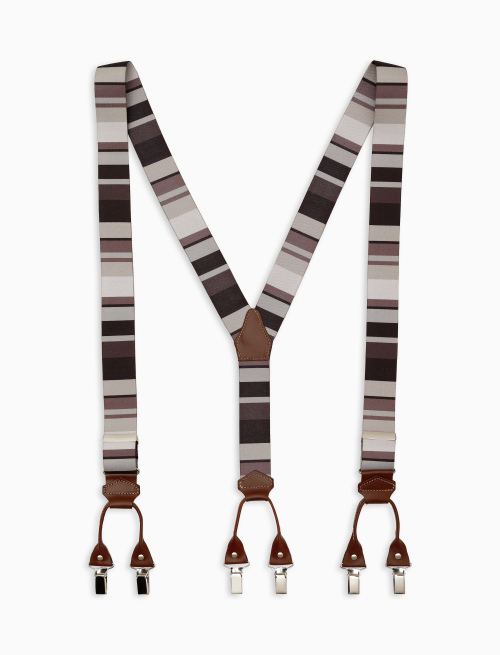 Elastic black unisex suspenders with multicoloured stripes - Accessories | Gallo 1927 - Official Online Shop