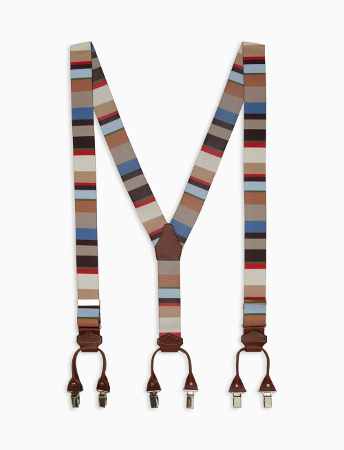 Elastic biscuit unisex suspenders with multicoloured stripes - Braces | Gallo 1927 - Official Online Shop