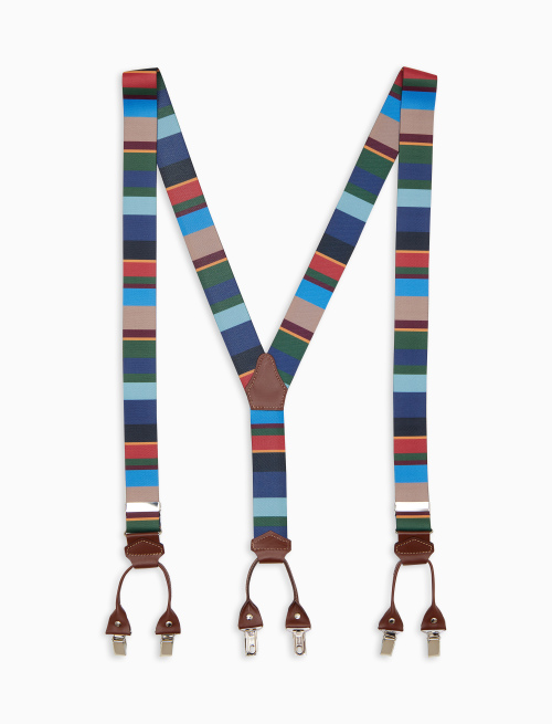 Bretella elastica unisex blu a righe multicolor - Multicolor | Gallo 1927 - Official Online Shop
