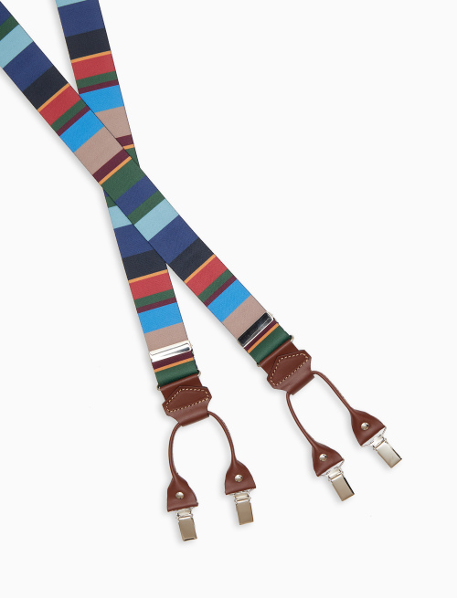 Bretella elastica unisex blu a righe multicolor - Multicolor | Gallo 1927 - Official Online Shop