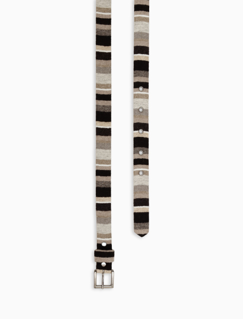 Women's low black fleece belt with multicoloured stripes - Accessories | Gallo 1927 - Official Online Shop