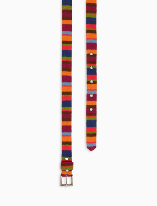 Women's low fuchsia fleece belt with multicoloured stripes - Leather Goods | Gallo 1927 - Official Online Shop