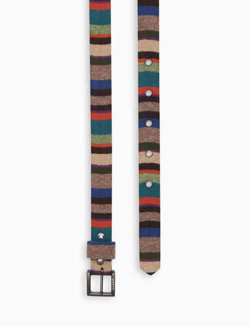 Women's low beige fleece belt with multicoloured stripes - Woman | Gallo 1927 - Official Online Shop