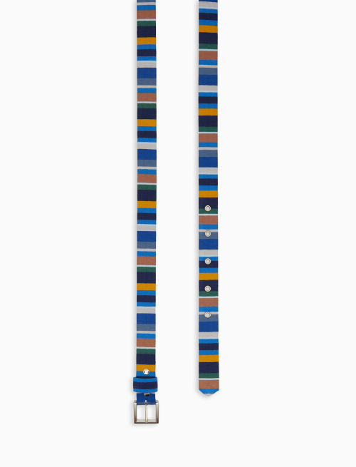 Women's blue cotton reversible belt with multicoloured stripes - Woman | Gallo 1927 - Official Online Shop