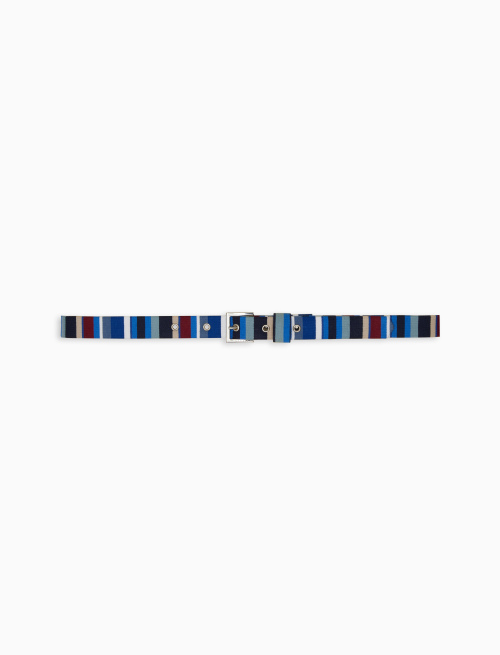 Women's royal blue cotton reversible belt with multicoloured stripes - Color Project | Gallo 1927 - Official Online Shop
