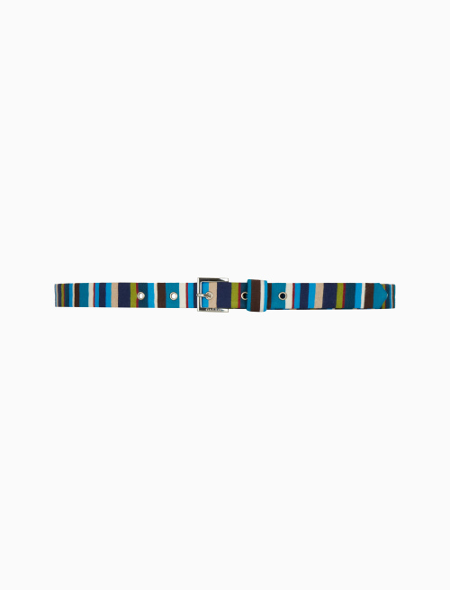 Cintura reversibile donna cotone righe multicolor blu - Piccola Pelletteria | Gallo 1927 - Official Online Shop