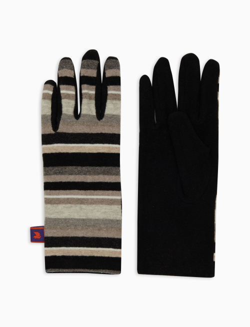 Women's black fleece gloves with multicoloured stripes - Other | Gallo 1927 - Official Online Shop