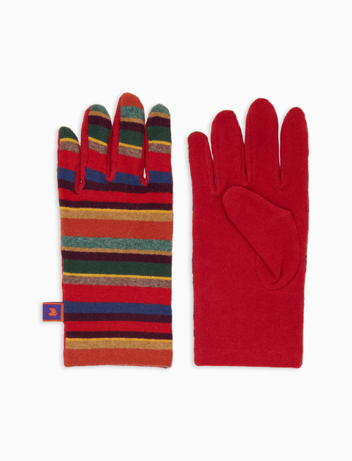 Guanti corti donna pile rosso righe multicolor - Altro | Gallo 1927 - Official Online Shop