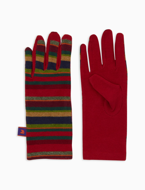 Women's red fleece gloves with multicoloured stripes - Other | Gallo 1927 - Official Online Shop