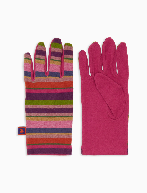 Guanti corti donna pile viola righe multicolor - Altro | Gallo 1927 - Official Online Shop