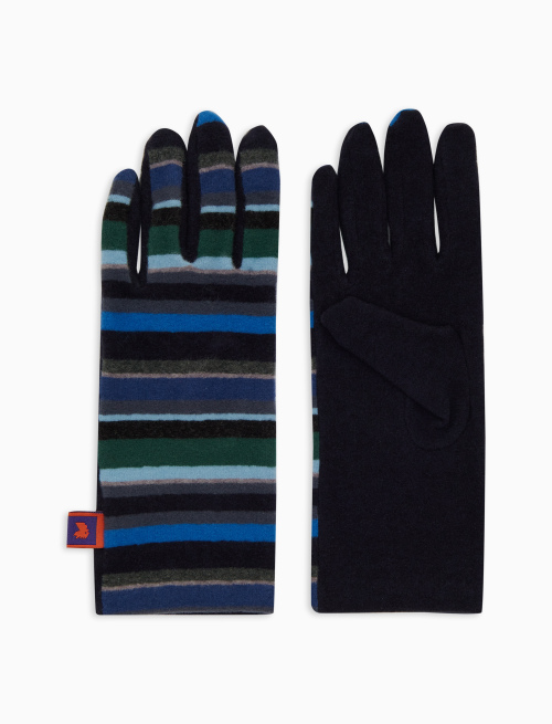 Women's blue fleece gloves with multicoloured stripes - Other | Gallo 1927 - Official Online Shop