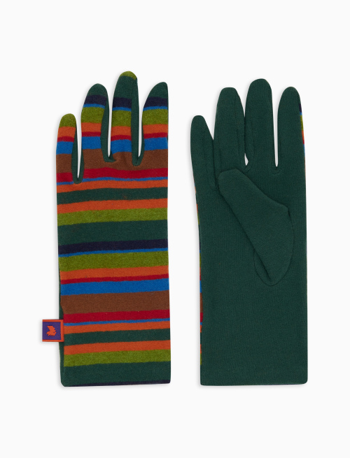 Women's green fleece gloves with multicoloured stripes - Other | Gallo 1927 - Official Online Shop
