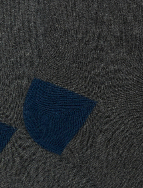 Women's long plain stone grey cotton and cashmere socks with contrasting details - Woman | Gallo 1927 - Official Online Shop