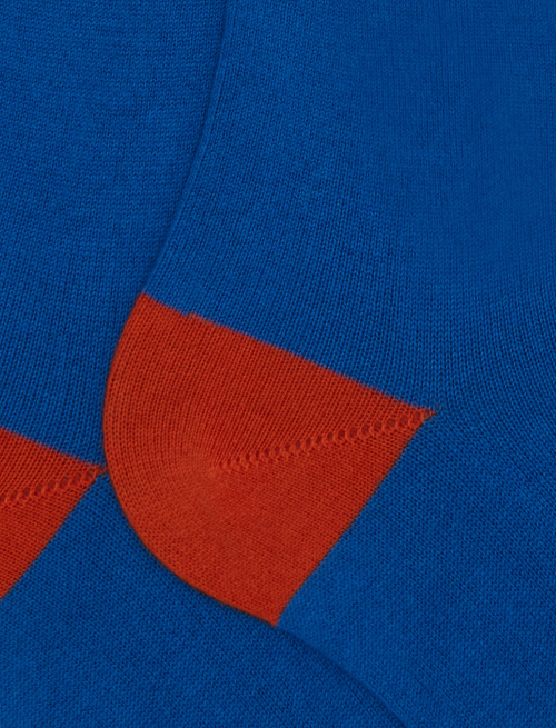 Women's long plain light blue cotton and cashmere socks with contrasting details - Socks | Gallo 1927 - Official Online Shop