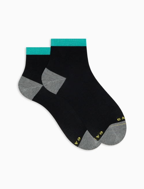 Women's ultra-light low-cut plain black cotton socks with contrasting detail - Socks | Gallo 1927 - Official Online Shop