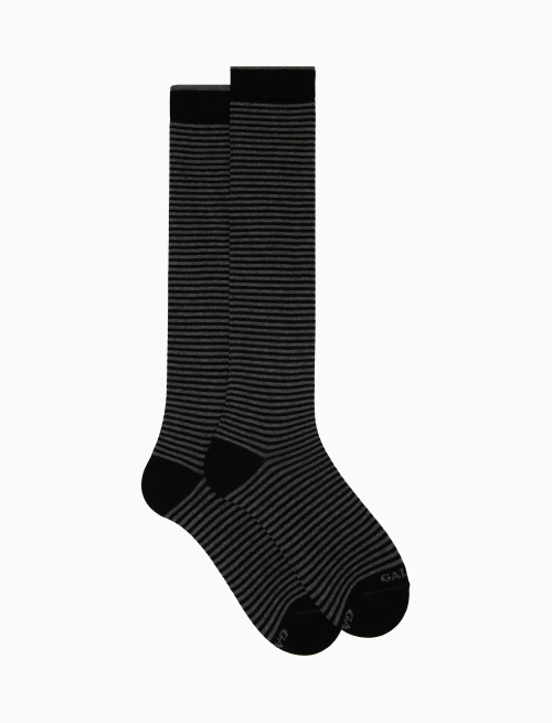 Women's long black cotton socks with Windsor stripes - Woman | Gallo 1927 - Official Online Shop