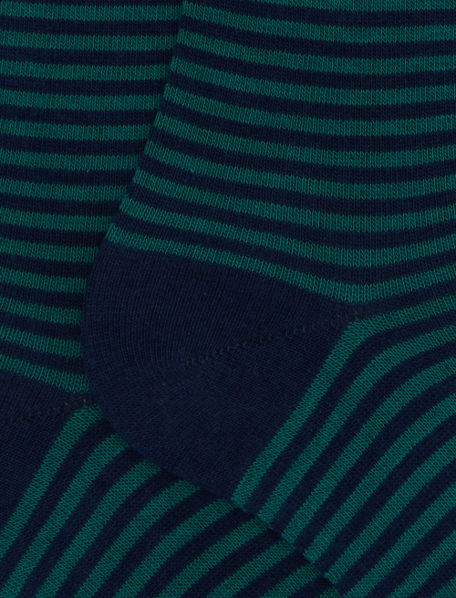 Women's long blue cotton socks with Windsor stripes - Socks | Gallo 1927 - Official Online Shop