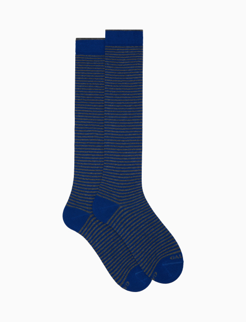 Women's long dark blue cotton socks with Windsor stripes - Woman | Gallo 1927 - Official Online Shop