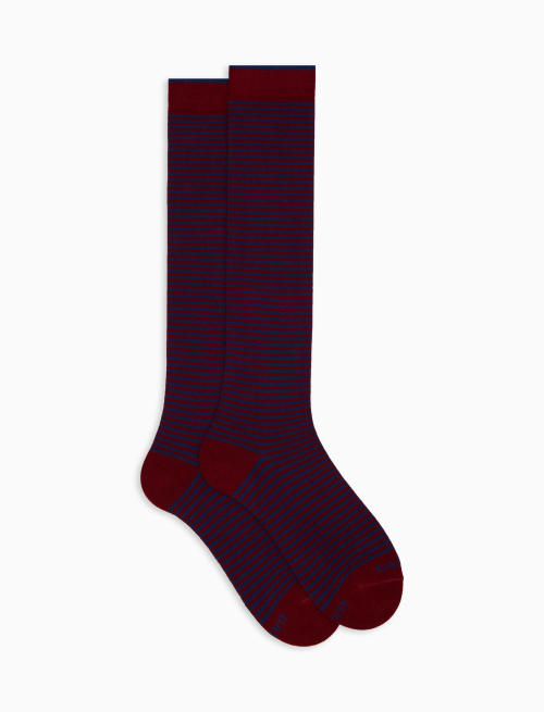 Women's long red cotton socks with Windsor stripes - Socks | Gallo 1927 - Official Online Shop