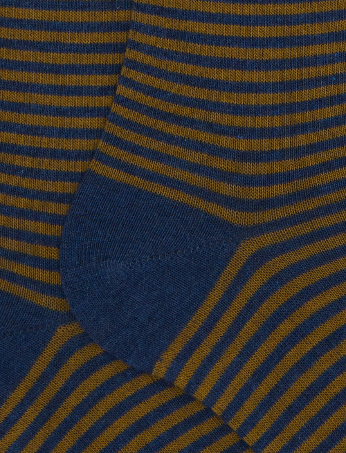 Women's long blue cotton socks with Windsor stripes - Socks | Gallo 1927 - Official Online Shop
