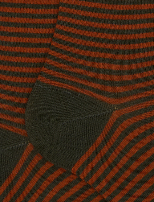 Women's long green cotton socks with Windsor stripes - Socks | Gallo 1927 - Official Online Shop
