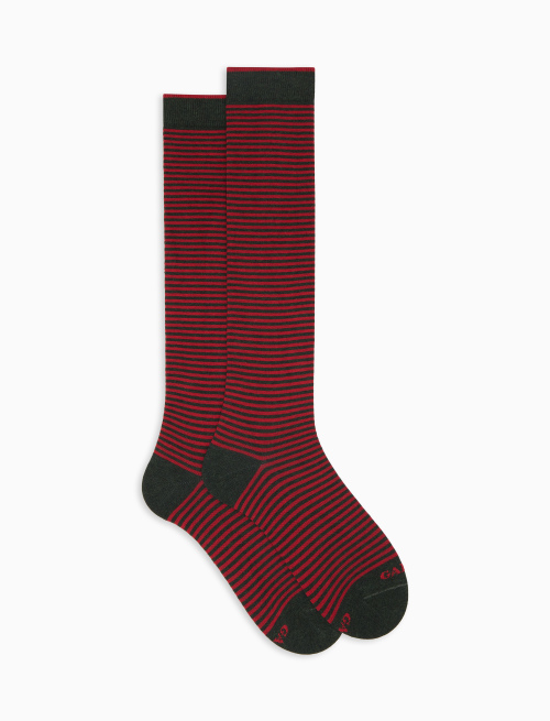 Women's long green cotton socks with Windsor stripes - Woman | Gallo 1927 - Official Online Shop