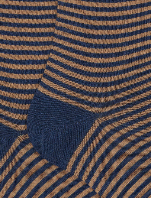 Women's long blue cotton socks with Windsor stripes - Socks | Gallo 1927 - Official Online Shop
