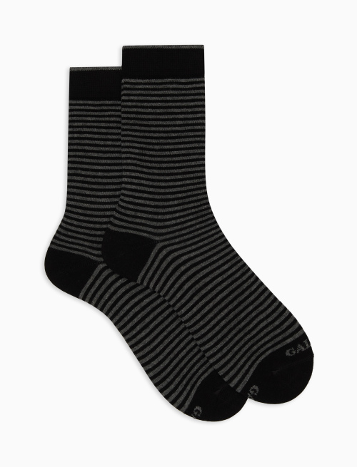 Women's short grey cotton socks with Windsor stripes | Gallo 1927 - Official Online Shop