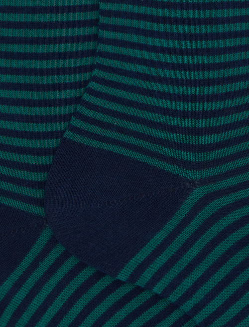 Women's short blue cotton socks with Windsor stripes - Socks | Gallo 1927 - Official Online Shop